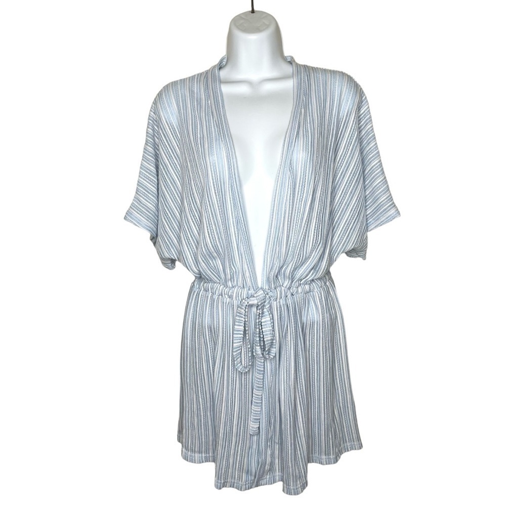Aruba Blue White & Blue Stripe‎ Swim Cover Up Robe XL